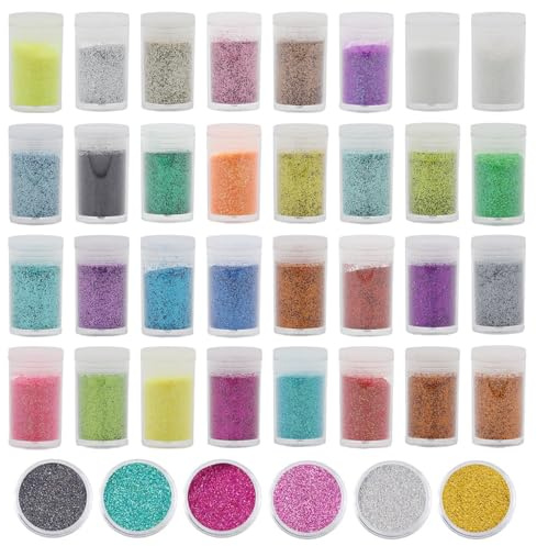 Set di 32 colori di polvere glitterata, glitter per pittura, glitter per candele fai da te, glitter in polvere colorata, per fai da te, glitter per decorazioni, biglietti, carta, masquerade, nail art