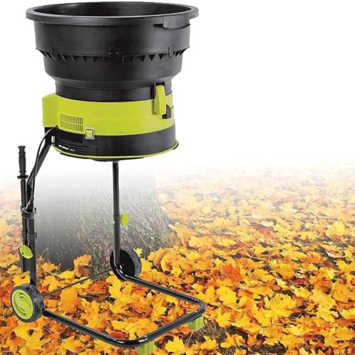 Electric Leaf Mulcher Compost Shredder,2500W Garden Leaf Crusher with Wheels and Storage Bag, Bladeless Portable Garden Shredder 54cm Funnel Diameter for Yard Cleanup, Composting,50mPowercord