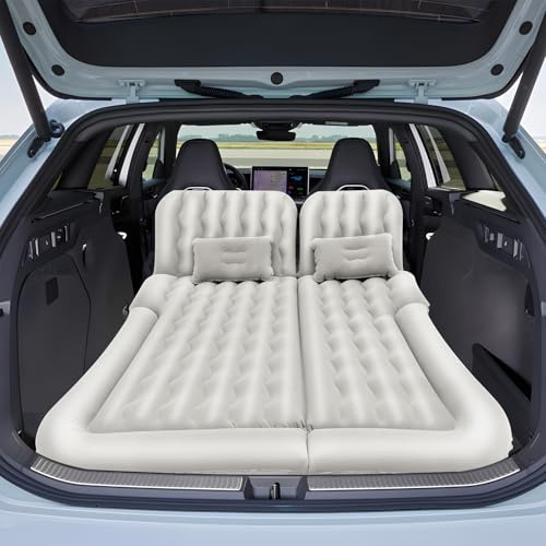 SYNCMH Materasso Gonfiabile per Auto e Campeggio 174x126cm, Materasso ad Aria per Auto con Pompa, 2 Poggiatesta e Custodia, 250kg Capacità, Doppia Partizione, Mmaterasso Gonfiabile Portatile per SUV