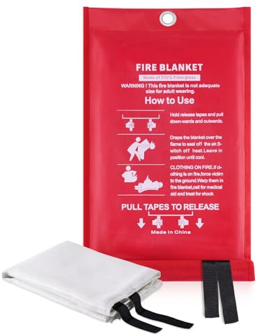 KITOSUN Löschdecke 160x180 Küche Feuerlöschdecke - Brandschutzdecke Feuerlöscher für Haushalt Fettbrände Fettbrand Büros Garagen Schweißwerkstätten Auto Einfach Effizient 1.6m x1.8m (4Stück-1.6M)
