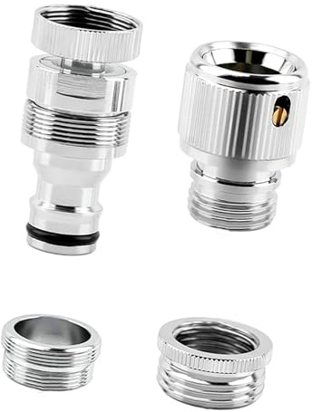4-teiliges Wasserhahn-Adapter-Set, Schnellverbinder, Geschirrspüler, Waschmaschine, Schnappkupplung, Adapter für Gartenschlauch und Brauseschlauch