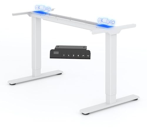 FLEXISPOT Escritorio Elevable Eléctrico 2 Motores Regulable en Altura, Standing Desk Mesa Elevable Eléctrico con 4 Alturas de Memoria, Tecnología Anticolisión, Blanco