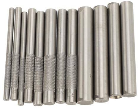 Fafeicy 12-Piece Stainless Steel Rivet Tool Set Leather Rivet Setter Kit with 3mm-15mm Width Range, 98mm Length for Crafting and Repairs