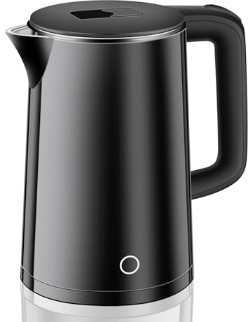 Woobroo Electric Kettle & Stainless Steel Water Kettle, 2L Cordless Kettle, Boil-Dry Protection, BPA Free, Fast Boil, Auto Shut-Off, Black