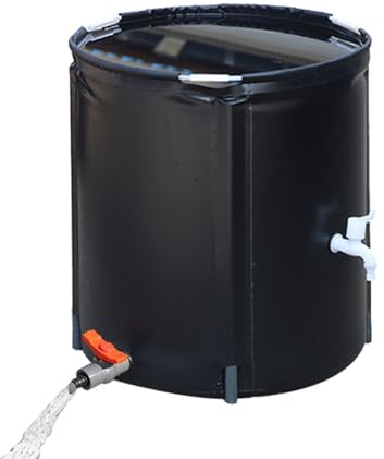 Tonneau de pluie pliable – Système de collecte d'eau de pluie portable en PVC avec robinets et kit de trop-plein pour un jardinage respectueux de l'environnement et une irrigation efficace du jardin