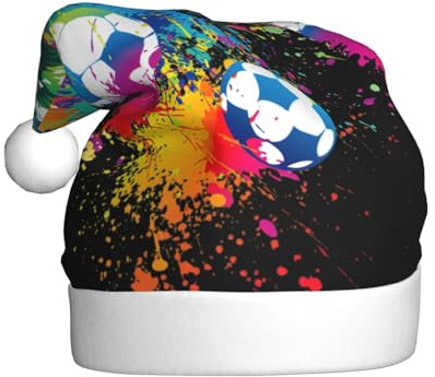 VCzsdff Farbenfroher Fußball-Druck, Unisex, Erwachsene, jährliche Zeremonie, 1 Stück, Weihnachts-Stirnbänder, Dekoration, Weihnachtsbaum, Schneemann, Weihnachtsmannmütze