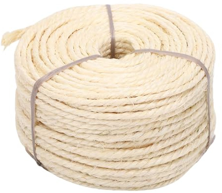 Pssopp Corda in Sisal per Tiragraffi per Gatti, Sostituzione dello Spago Morbido e Robusto per la Riparazione del Tiragraffi (0,16 Pollici X 164 piedi) (WHITE)