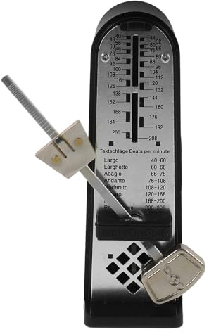 Praktisches Metronom für Gitarre, Klavier und Violine, Schwarz | Mechanisches Übungsgerät aus Abs und Metall, Tragbar, für Rhythmus, Tempo und Musikstile