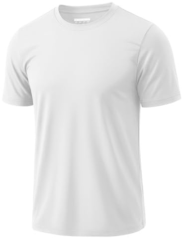 MAGCOMSEN UV T-Shirt for Men UPF 50+ Sun Gym Short Sleeve Rash Top White, M