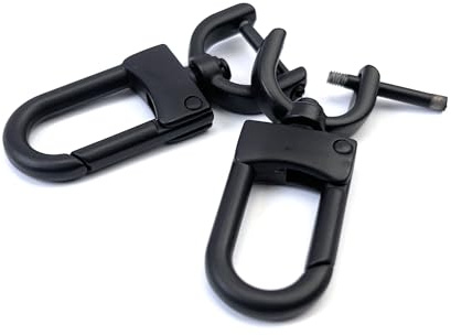 VersaKits 4 Pcs Heavy Duty Detachable Swivel Lobster Claw Clasps Screw in Shackle 1/2 Inch Matte Black Replacement Snap Hooks Trigger Clips