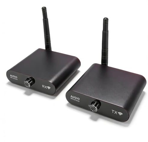 YUEHISY Set Ricevitore Trasmettitore Audio Wireless 2.4G, Stereo HiFi a Latenza Zero da 100 M, Kit Adattatore Audio Wireless per Altoparlante Alimentato, Soundbar, PC, TV con