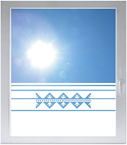 INDIGOS UG Sichtschutzfolie Glasdekorfolie Fensterfolie mit Motiv satiniert Blickdicht - E392 Schöne Ornamente - 1200 mm Länge - 500 mm Höhe Streifen - selbstklebend - matt