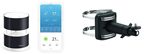 Netatmo Windmesser für Netatmo-Wetterstation, schwarz & Halterung für Regenmesser und Windmesser, schwarz