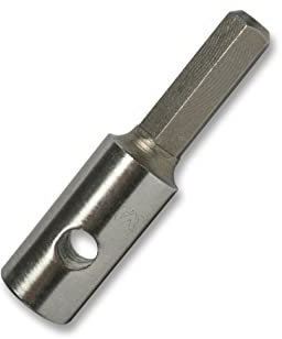 Adaptateur HEX WERHE pour tarières – Adaptateur en acier hexagonal pour perceuses sans fil – Compatible avec tarières 40-200mm | six pans 13 mm, emmanchement de foret 20 mm, longueur 75 mm, 120 g, avec goupille de sécurité, pour visseuse
