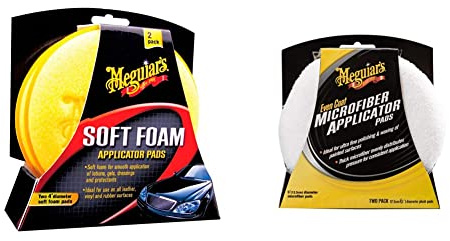 Meguiar's X3070 Soft Foam Applicator Pads Auftragsschwamm + X3080EU Even Coat Applicator Pad, Mikrofaser-Auftragsschwamm