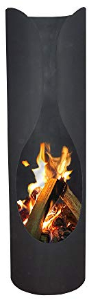 Ben&Camilla Feuerkorb Gartenkamin Masaya in Schwarzem Stahl 120 x Ø 35 cm | extra robust & rostfrei | Feuerschale Terrassenofen Gartenofen Feuerstelle Feuersäule Feuerskulptur