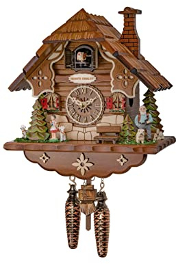 Engstler Orologio a cucù al quarzo Casa tipo Foresta Nera con musica