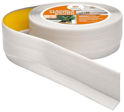 Quest Plinthe Souple Autoadhésive 50 x 20 mm Décorative - Bouleau, 5 m | Bande de finition flexible, anti-salissures, facile à nettoyer, pour salon, cuisine, salle de bain & locaux techniques