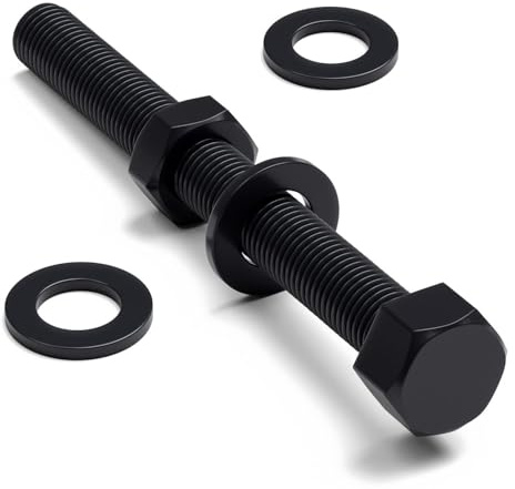 5x Schwarze Sechskantschrauben aus Polypropylen (PP) M16 x 150 mm + Muttern