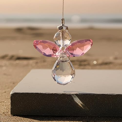 Astral Aspects Pink Lead Crystal Hanging Angel Suncatcher
