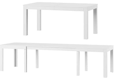 MPS groß praktisch Tisch Torino 160-300x90x76cm Weiß Matt 4-12 Personen Esstisch mit ausziehbarer Tischplatte auf 300 cm