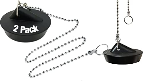 Rubigo Tapón de baño y Cadena para Fregadero, tapón de Repuesto para Fregadero de Cocina, 45 mm (tamaño del tapón de Drenaje 45,5-42 mm), con Cadena de Bolas para Colgar de 45 cm(2)