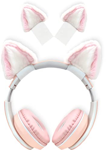otuiaim Decorative Cute Cat Ears for Headphones, Universal Cosplay Decoration compatible with Headsets HypreX Cloud/II/Flight, Logitech G PRO, Adjustable Lovely Kitty Ear for Headsets Gaming