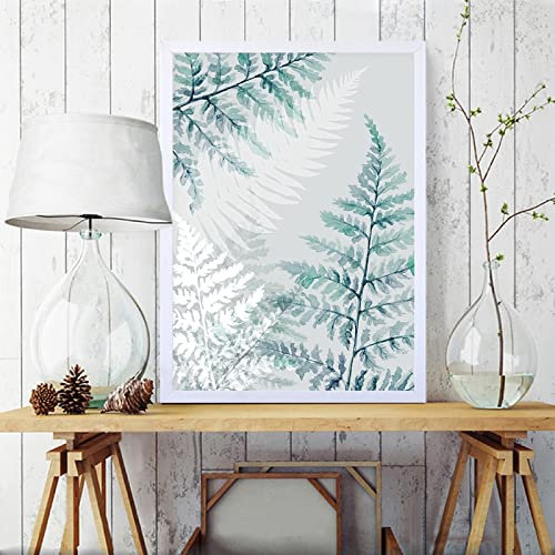 QITEX Abstrakte Bilder Farn Leaf Wall GemäldeLeinwand Bild Palm Aquarell poster & kunstdrucke Nordische Bilder für Wohnzimmer Home Deko ation 40x60cm ohne Rahmen