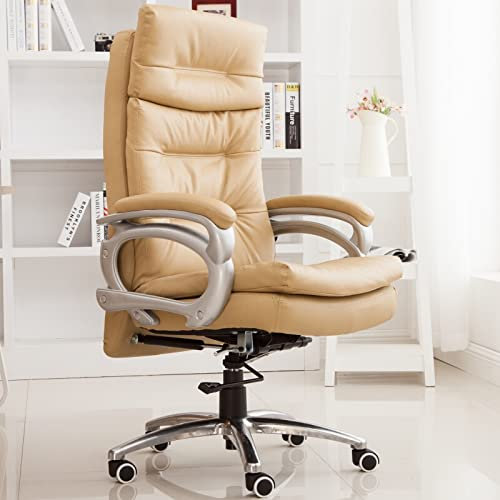 Kommerzieller ergonomischer Chefsessel aus gebundenem Leder mit hoher Rückenlehne, verstellbarer Bürostuhl aus Leder mit verstellbarer Lendenwirbelstütze, drehbarer Ledersessel mit hoher Rückenlehne