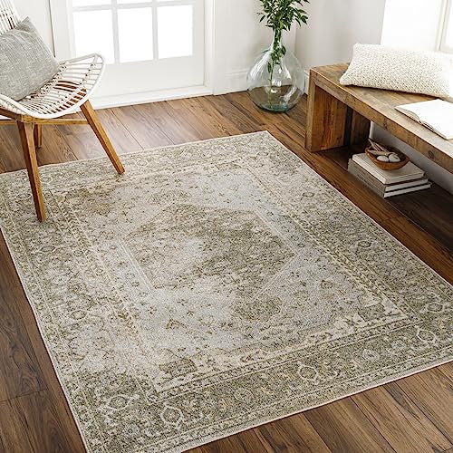 Livabliss Dukan Machine Washable - Vintage Area Living Room, Large 200x275 cm - Traditional Boho Style, Dining Room, Kitchen, Outdoor, Hallway - Beige and Light Grey