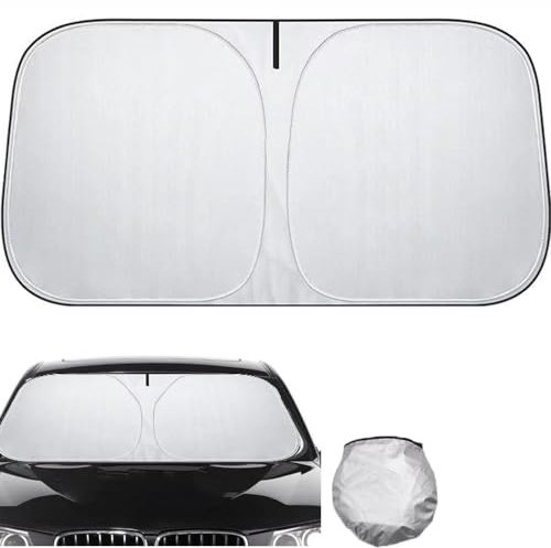 Parasol Coche Delantero, Protección UV & Aislamiento Térmico, Pantalla Parabrisas para Bebé/Sedán/SUV, 142 x 80 cm