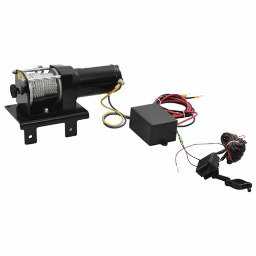 Homgoday Verricello Elettrico 12 V 1360 kg Piastra Rullo Telecomando, Mobili per Casa Interno Esterno Soggiorno Camera da Letto