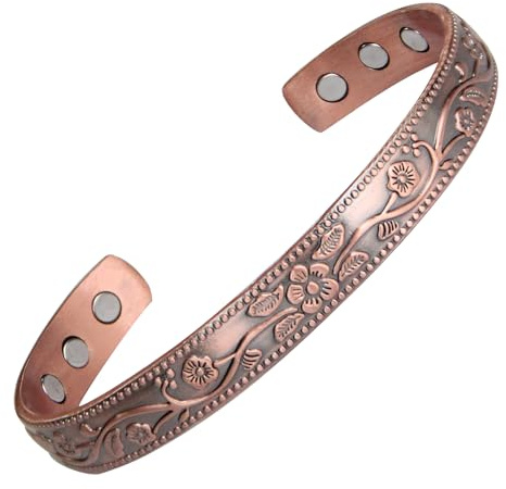 MagEnergy Magnetisches Kupferarmband für Damen, 99,99 % reines Kupfer, Armreif mit 3500 Gauß-Magneten, verstellbare Brasaletes, mit Schmuckschatulle