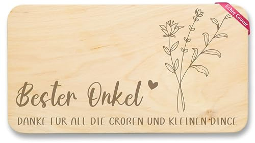 Shirtracer Frühstücksbrettchen Holz - Frühstücksbrett - Danke Onkel Geschenke - Dankeschön Geschenkidee Onkels Weihnachten Geburtstag - 22x12 - Holz - geschenk von nichten nichte zu für