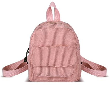 WisePoint Frauen Mode Rucksäcke, Cord Mini Rucksack Geldbörse Kleine Rucksäcke für Frauen und Mädchen, Stilvolle Kleiner Rucksack für Dating, Arbeiten (pink)