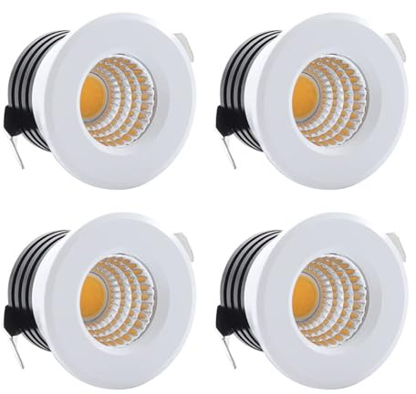 HVZUM 4 Pezzi Piccoli Mini Faretti LED da Incasso 3W, 230V Faretti da Soffitto con Trasformatore COB Downlights Punti Luce da Soffitto 300lm per Cantinetta Vini/Armadio/Cucina/Soggiorno (Minimalista-A