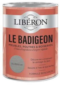 Libéron Le Badigeon meubles, poutres et boiseries, Aluminum 250ml | A base d'ingrédients d'origine végétale, Décore en conservant le veinage du bois, Résist à l'eau et aux taches