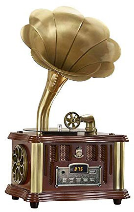 Tourne-Disque phonographe rétro avec Haut-Parleur Bluetooth, entrée auxiliaire, Port USB clé USB, Platine Vinyle Vintage la décoration la Maison