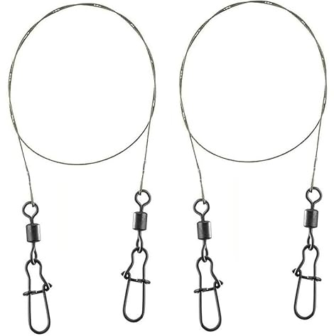 Set: 2 Stück x 7x7 Super-Soft-Stahlvorfach mit Wirbel von Behr, 8, 12 & 15 Kg, Länge 50 cm + Petri Heil! Aufkleber