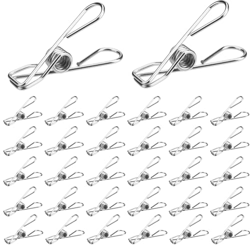 60 Pièces Pince a Linge Acier INOX, Pinces à Linge en Acier Inoxydable, Epingle a Linge, Pince à Linge INOX Metal pour Vêtements Serviettes Sacs à Collation Chaussettes Exterieur - 5 cm (Moyen)