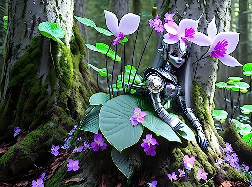 ZHAOSHAN Leinwandbilder, Poster, 58 x 90 cm, ohne Rahmen, Alpenveilchen im Wald