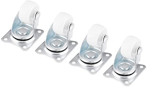 Set 4 Rotelle Girevoli UniversalCasters | 30kg Capacità | Piastra PP Bianco + Acciaio Zincato | Per Mobili Ufficio/Casa