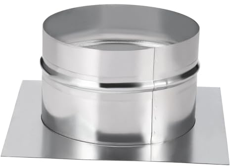 PATIKIL 5.7 Duct Connector Flange, Galvanized Air Ducting Mounting Plate Dryer Vent Chimney Top Plate Square to Round for Heating Cooling Ventilation HVAC Exhaust Fan Vent Systems