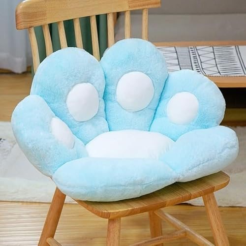 Sitzkissen mit Hängekorb, niedliches Plüschkissen mit Katzenpfote, weich, bequem, Cartoon-Sofakissen, für Innenbereich, Boden, Zuhause, dekoratives Kissen, Matte, Geburtstagsgeschenk (Minzblau, 80 x