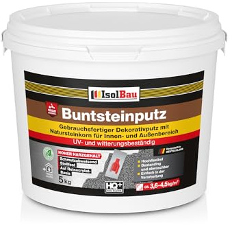 Isolbau - Buntsteinputz für Außen und Innen (Weiß, Grau, Schwarz) 5 kg - BP30 Mosaikputz Dekorationsputz Frostsicher, Wasserfest, Stoßfest