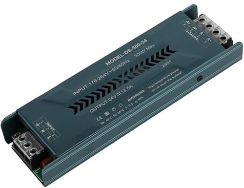 JOYELEC Transformateur LED Driver 220V AC à 24V DC Convertisseur 300W 12.5A Power Supply Ultra Mince Transfo Adaptateur Alimentation, d'alimentation Basse Tension Transfo LED de Tension Constante