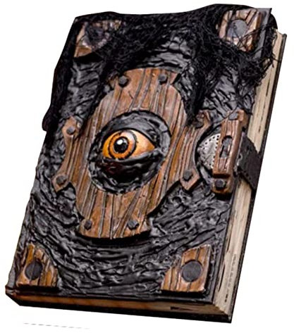 Zauberbuch mit bösen Blicken, Halloween-Dekoration – Hexenspruchbuch Dekoration, Grimoire of the Damned Prop | Evil Eye Buch Zauberbuch Hexe Dekoration, handgefertigtes schwarzes Zauberbuch, gruselige