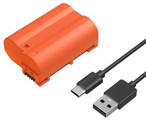 SMALLRIG EN-EL15C 2400mAh USB-C Kamera Akku für Nikon ZR, Z6 III, Zf, Z8, 2,5H voll aufgeladener Akku für Nikon ZR, Z7, Z6, Z7 II, Z6 II, Z5, D850, D810, D810A, D780, D750, D610, D500, Orange – 4966