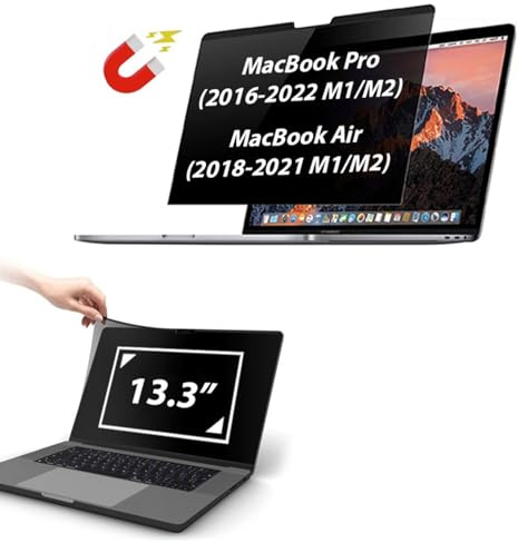AJPARTS UK Magnetic Privacy Screen Filter for mac book Pro 13 inch (2016-2022,M1,M2), Removable Easy On/Off Anti Blue Light Glare Laptop Privacy Screen, Compatible with mac book Air 13 Laptop
