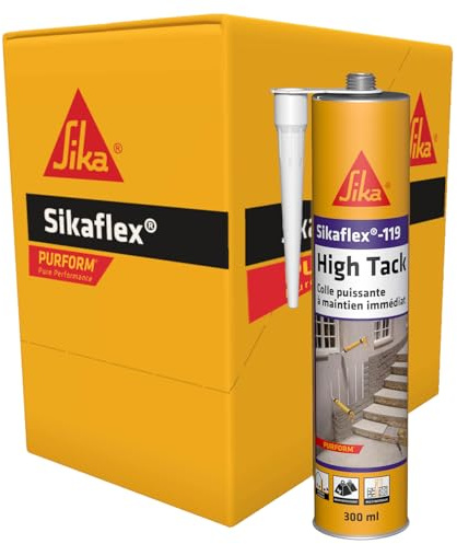 SIKA - Colle puissante - Sikaflex-119 High Tack - Blanc - Carton 12x300ml | Collage d’objets lourds - Intérieur et extérieur - Maintien immédiat élevé - Séchage rapide